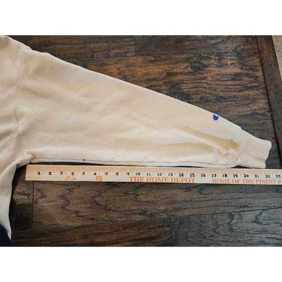 Champion Vtg Reverse Weave Beige orangey Pullover Hoodie Men Large oversized fit - Picture 7 of 9